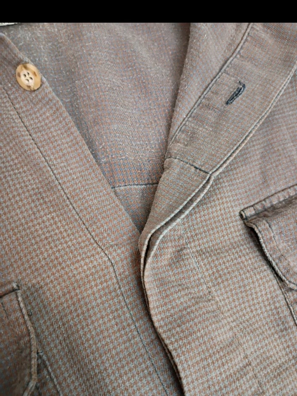 80s Banana Republic Mill Valley Vintage Mens XL Micro Houndstooth brown Flannel